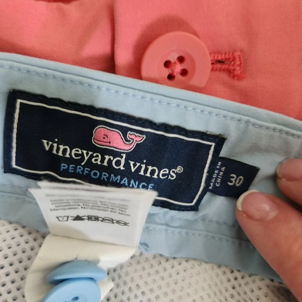 Vineyard Vines Golf Shorts Bundle Blue Pink Coral Stretch Performance Size 30 - Picture 8 of 9